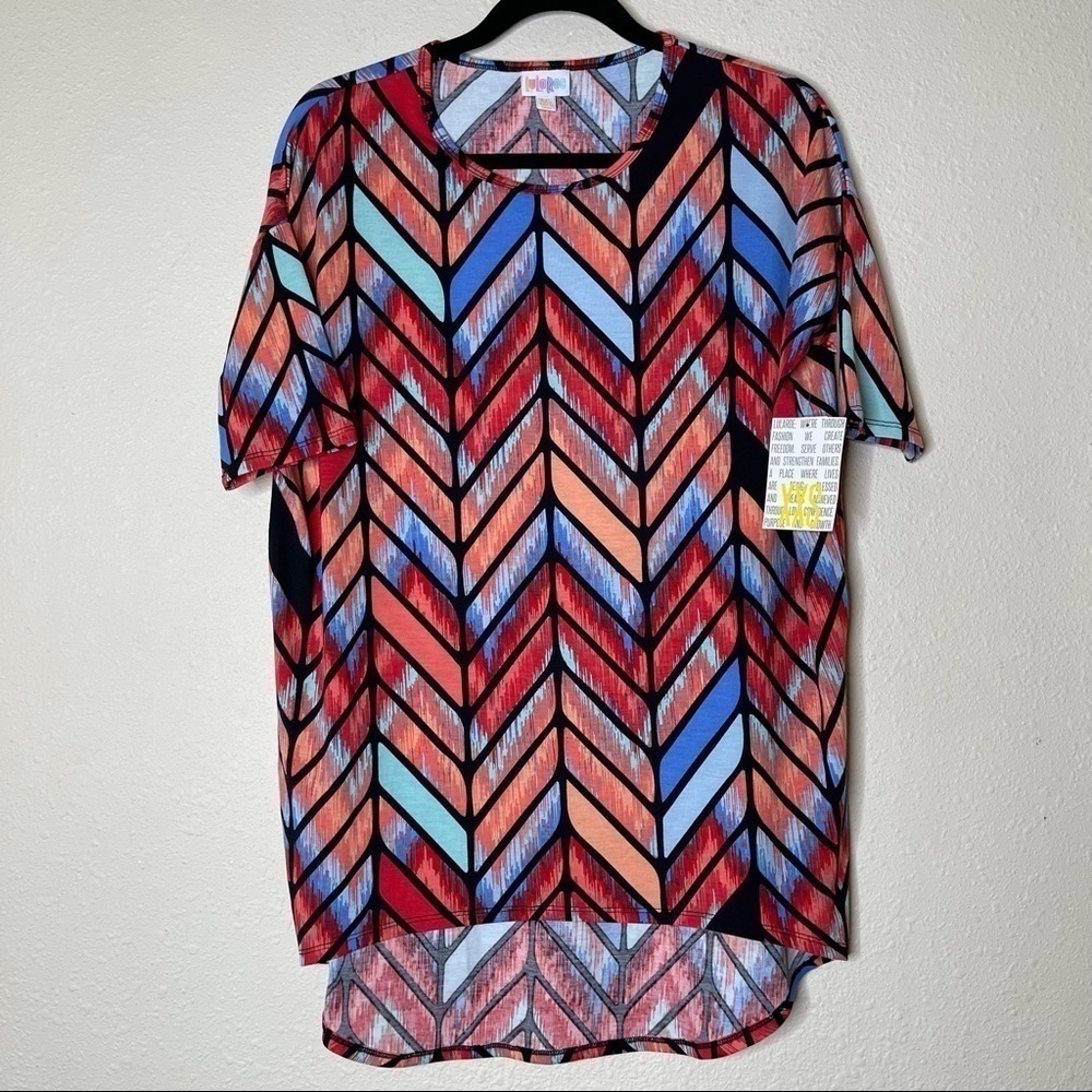 LuLaRoe Geometric Print Irma Short Sleeve Shirt
